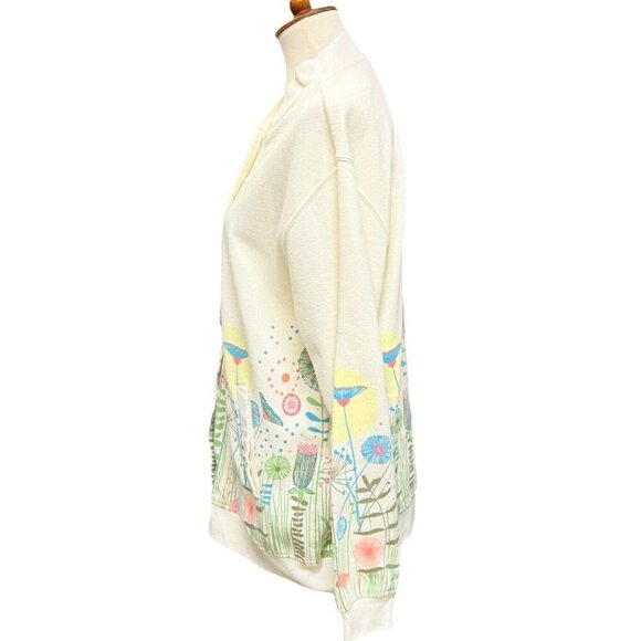 Blair Cream Floral Snap Front Jacket Women's L Spring Garden Print Lightweight - Picture 5 of 16